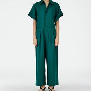 Tibi Green Jumpsuit with Wide-Leg Design